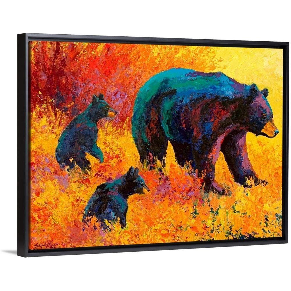 Double Trouble Black Bear Black Float Frame Canvas Art, Bear Artwork