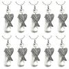 Large Family Set of 10 - Brushed Silver Angel Wings Cremation URN Necklaces - Includes Ten Velvet Pouches, Ten Ball-Chains & Disposable Fill Kit - Made in The USA view 1