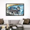 55 Chevy with Border Black Float Frame Canvas Art, Car Artwork view 4