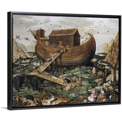 Noah's Ark On Mount Ararat Black Float Frame Canvas Art, Artwork