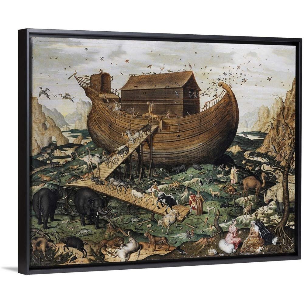 Noah's Ark On Mount Ararat Black Float Frame Canvas Art, Artwork