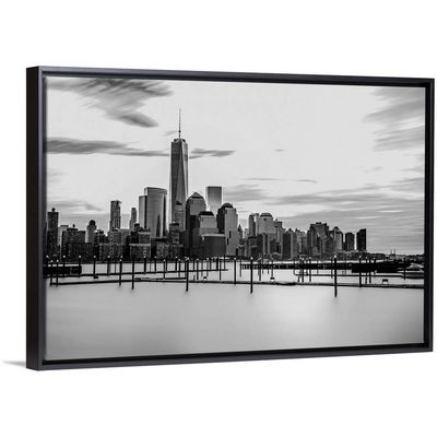 1WTC Black and White Black Float Frame Canvas Art, New York City Artwork