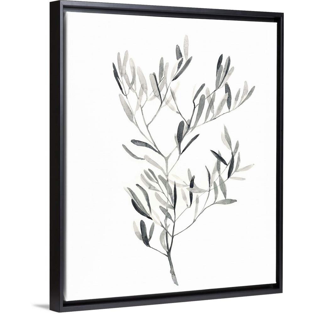 Paynes Grey Botanicals IV Black Float Frame Canvas Art, Floral Artwork