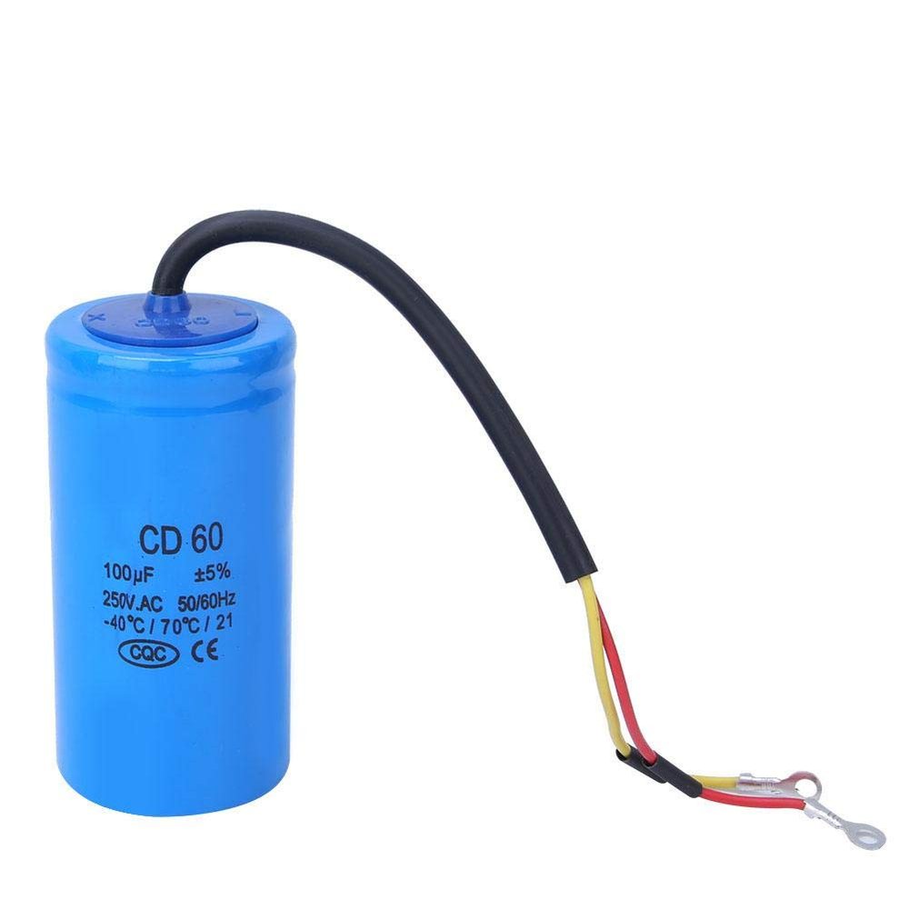 CD60 Capacitor, 100uf 5% 250VAC 50/60Hz Round Run Start Capacitor, for Air Conditioner or AC Motor and Fan Starting