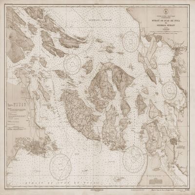 San Juan Islands 1933 (Sepia) - Vintage Map Reproduction - Nautical Decor - Wall Art (18"x24")
