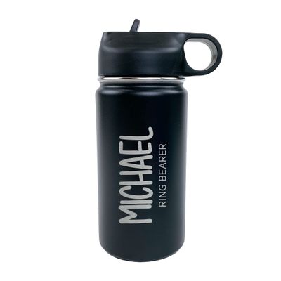 The Crafty Engineer Personalized Flower Girl and Ring Bearer Water Bottle (Black)