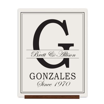 LifeSong Milestones Personalized Monogram Sign with Family Names - Home Wall Art - G Wooden Sign with Base Gifts 12x15 (G)