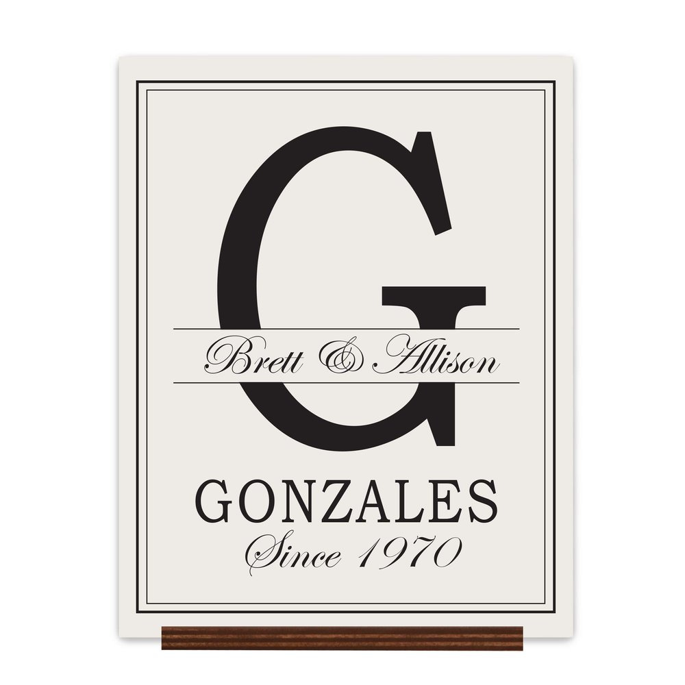 LifeSong Milestones Personalized Monogram Sign with Family Names - Home Wall Art - G Wooden Sign with Base Gifts 12x15 (G)