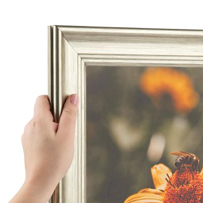 ArtToFrames 10x43 Inch Silver Picture Frame, This 2.00 Inch Custom MDF Poster Frame is Silver Ridged, Great for Your Art or Photos - Comes with Economy Acrylic