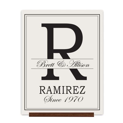 LifeSong Milestones Personalized Monogram Sign with Family Names - Home Wall Art - R Wooden Sign with Base Gifts 12x15 (R)