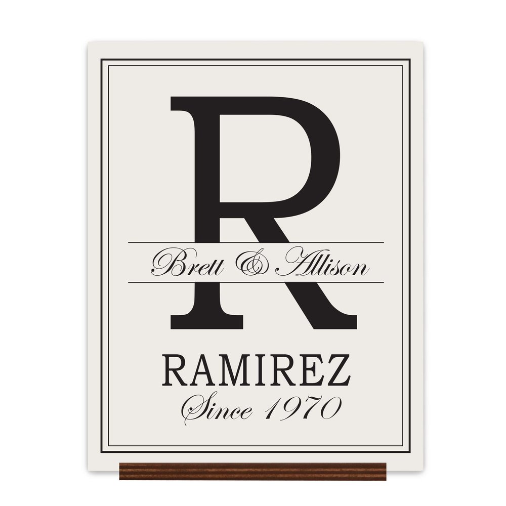 LifeSong Milestones Personalized Monogram Sign with Family Names - Home Wall Art - R Wooden Sign with Base Gifts 12x15 (R)