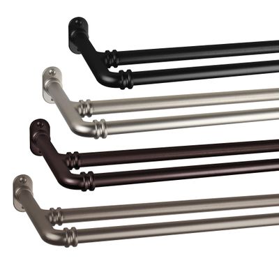 A&F Rod Dcor - 5/8 inch Double Blackout Curtain Rod 48-84 inch - Black