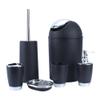 6 Pcs Bathroom Accessories Set, Accesorios para Bao ABS Bathroom Sets with Toothbrush Cup Toothbrush and Toothpaste Holder Lotion Dispenser Rubbish Bin Toilet with Holder, Black view 1