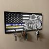 Brotherhood Thin Blue Line American Flag Tools of The Trade Personalized Name Rank Key Holder Organizer Wall Mount Rack for Holders The Home Keys Ring Decorative Hangers Decor Hook Hanger view 2