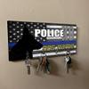 Brotherhood Thin Blue Line American Flag Personalized Police K9 Dog Name Key Holder Organizer Wall Mount Rack for Holders The Home Keys Ring Decorative Hangers Decor Hook Hanger view 2