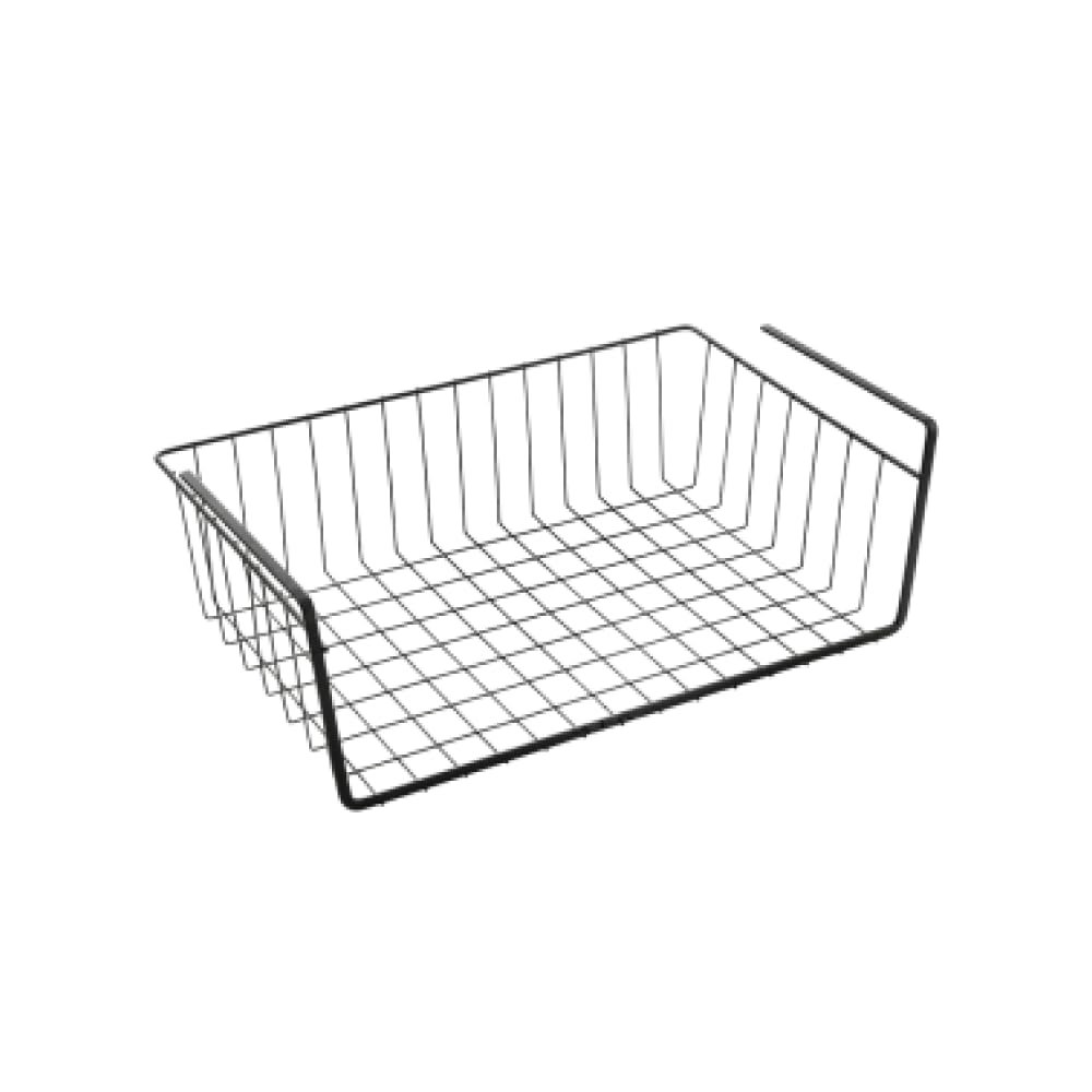Metaltex Lava Kanguro - Under Shelf Storage Basket - Space-Saving Shelf Organiser - Undershelf Basket for Kitchen Essentials - With Touch-Therm Finish -40 x 26 x 14cm, Black