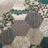 3 Piece Traditional Hexagon Patchwork Quilt King Set, Modern Reversible Bedding Soft Comfortable Durable Cotton Material Stunning Geometric Striped Floral Design Multi Color Green Blue Grey Quilt Set view 2