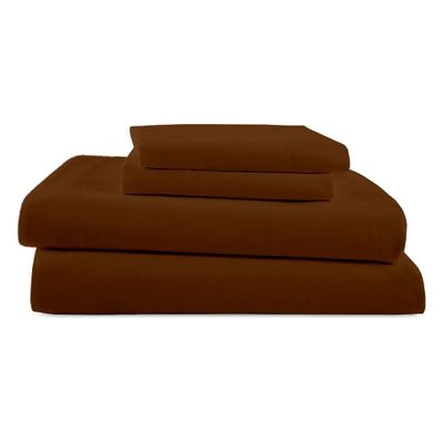 Olympic Queen Sheets (66 x 80) - Chocolate Solid, 4 Piece Camper Sheet Set, 100% Egyption Cotton, 8 Inch Deep Pocket Fitted Sheet with Elastic All Around, Soft & Luxurious, Hotel Quality Sheets