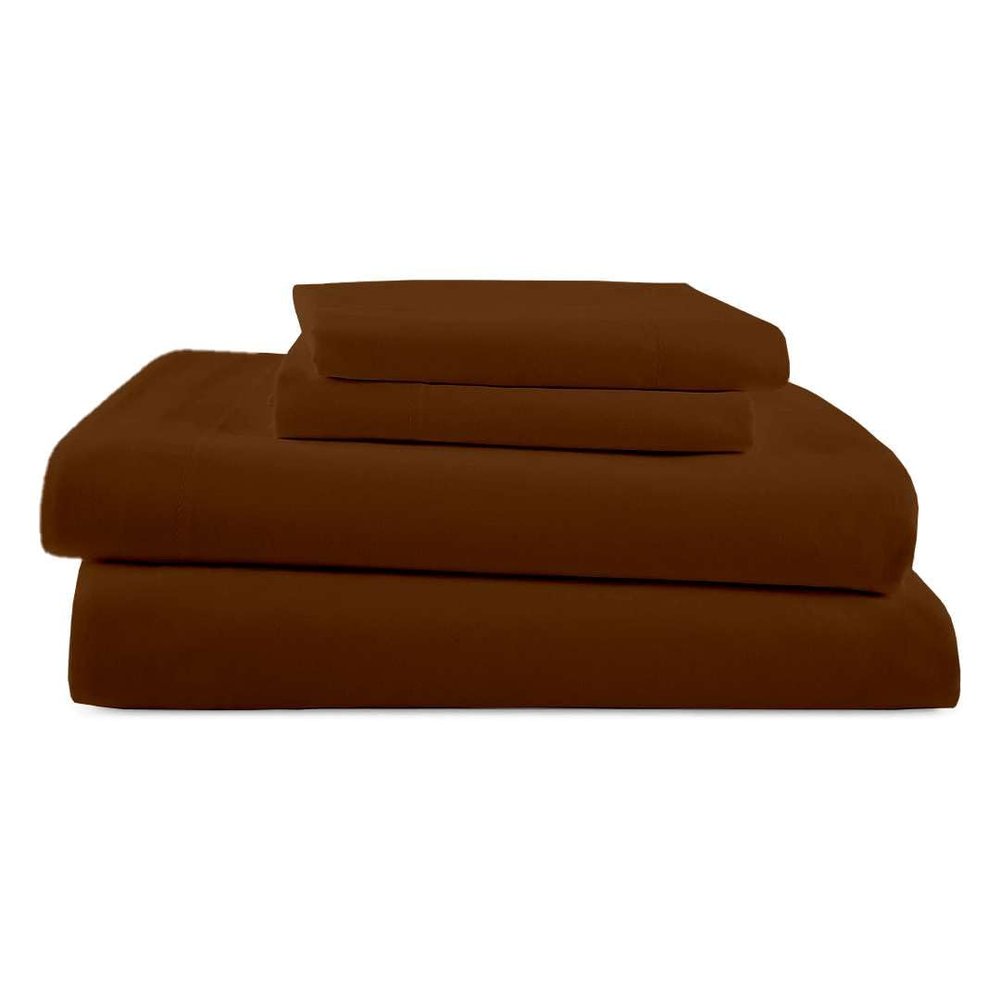 Olympic Queen Sheets (66 x 80) - Chocolate Solid, 4 Piece Camper Sheet Set, 100% Egyption Cotton, 8 Inch Deep Pocket Fitted Sheet with Elastic All Around, Soft & Luxurious, Hotel Quality Sheets