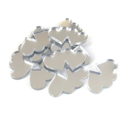 Joined Love Hearts Craft Mirrors, Set of 10, Shatterproof Acrylic, Silver