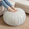 Thgonwid Handmade Storage Pouf Ottoman Foot Stool - Faux Suede Round Floor Cushion 21.6"x13" for Living Room, Bedroom, Wedding Decor, Unstuffed (Beige) view 1