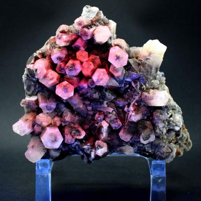 5.5" 1.2lb Hexagonal Columnar Pink Purple Fluorescence Calcite Cluster White Natural Crystal Geode Collectible Mineral Gemstone - China