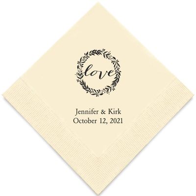Weddingstar Personalized Printed Paper Napkins 3-Ply 50 Pack - Luncheon Ivory
