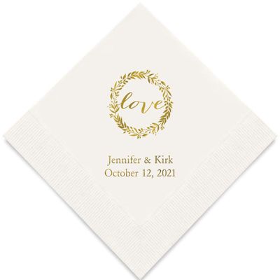 Weddingstar Personalized Printed Paper Napkins 3-Ply 50 Pack - Luncheon White