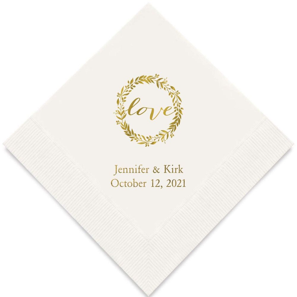 Weddingstar Personalized Printed Paper Napkins 3-Ply 50 Pack - Luncheon White