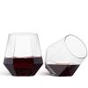 Munfix Plastic Stemless Wine Glasses 32 Pack - Diamond Shaped Unbreakable Disposable 12 Oz Clear Plastic Wine Champagne Whiskey Cups, Shatterproof Recyclable and BPA-Free view 1
