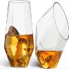 Munfix Plastic Stemless Wine Glasses 32 Pack - Diamond Shaped Unbreakable Disposable 12 Oz Clear Plastic Wine Champagne Whiskey Cups, Shatterproof Recyclable and BPA-Free view 2
