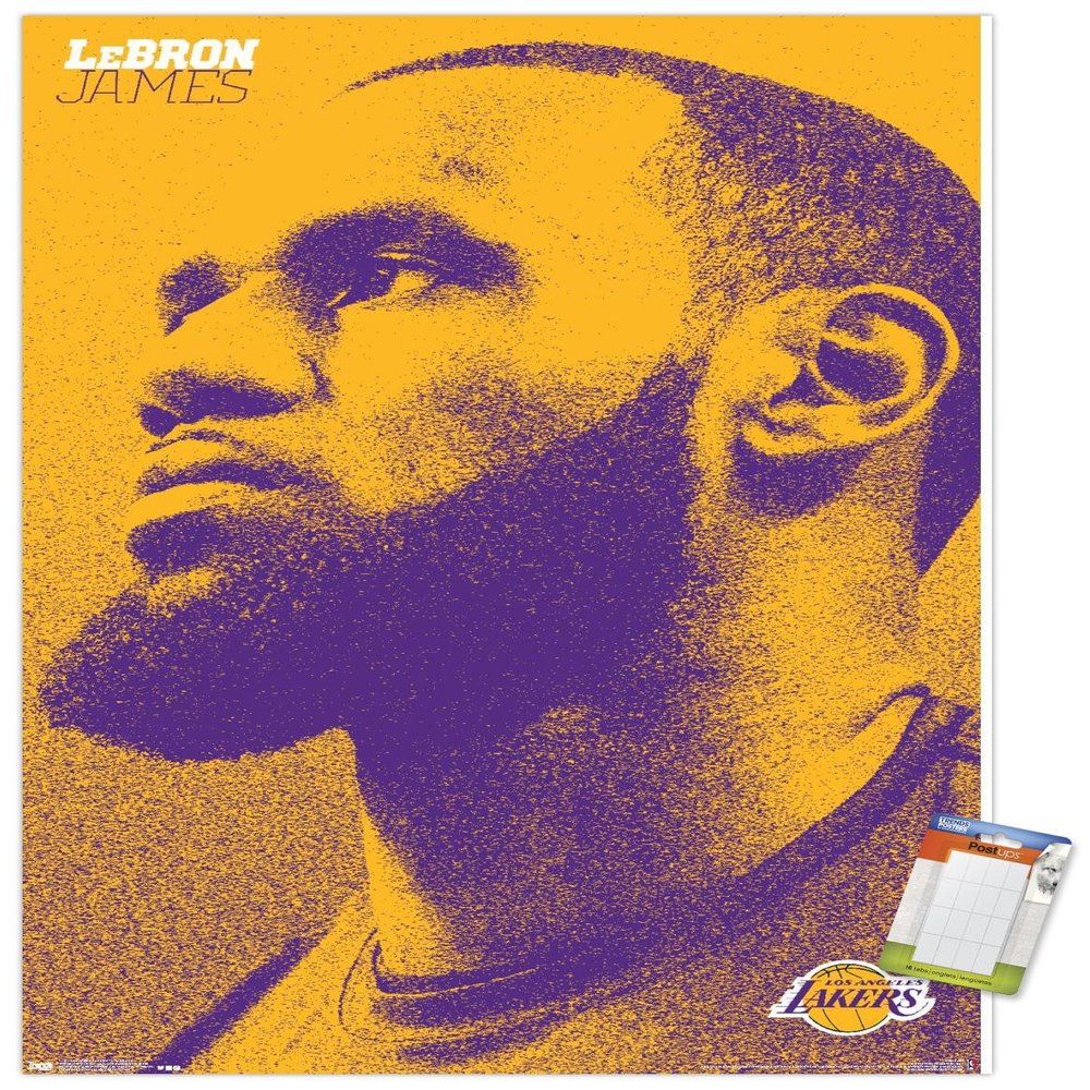 Trends International NBA Los Angeles Lakers - Lebron James 18 Wall Poster, 22.375" x 34", Premium Poster & Mount Bundle