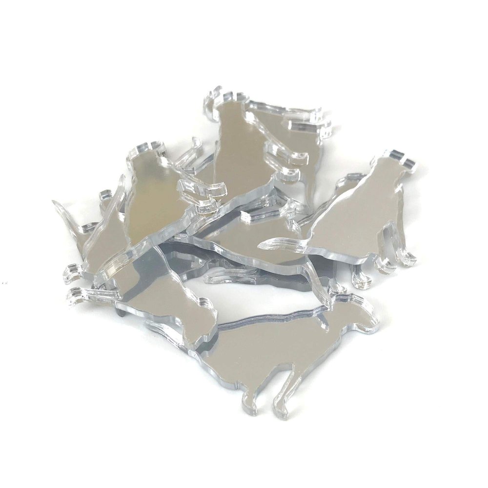 Labrador Dog Crafting Mirrors, Set of 10, Silver Mirror, Shatterproof