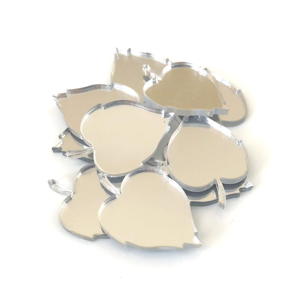 Leaf Shaped Crafting Mirrors, Set of 10, Shatterproof Acrylic