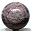 2.4" Deep Purple Fluorite Sphere Banded Natural Crystal Ball Sparkling Mineral Polished Stone - China + Stand view 2