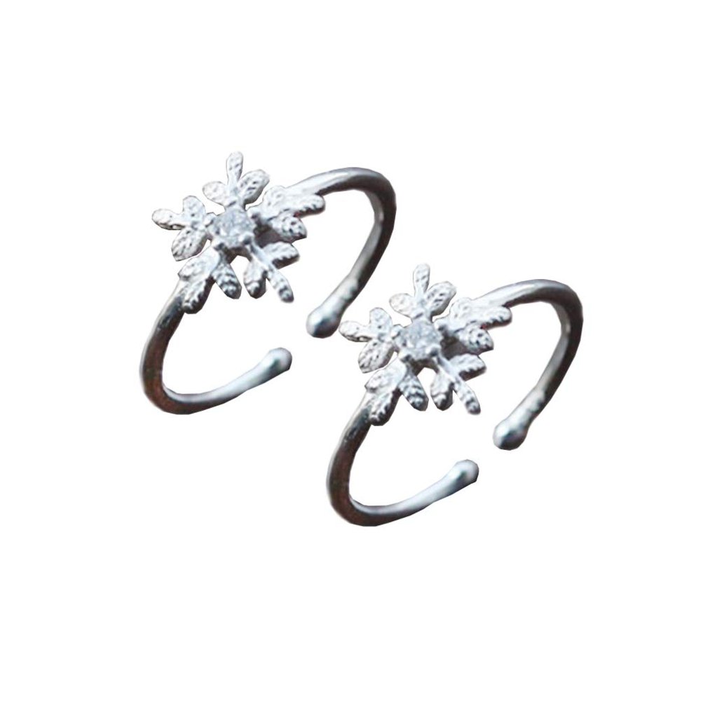 Happyyami 2pcs Stylish Snowflake Zircon Elegant Floral Design for Women for Celebrations Pack