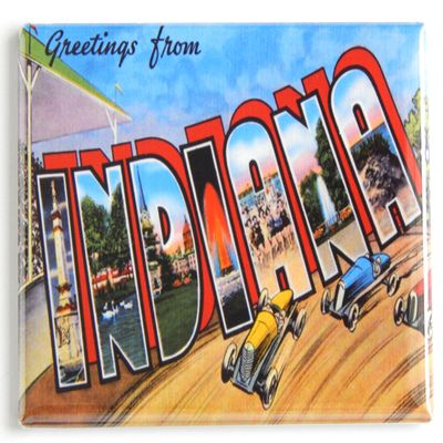 Greetings from Indiana Fridge Magnet (1.75 x 2.75 inches) Style B