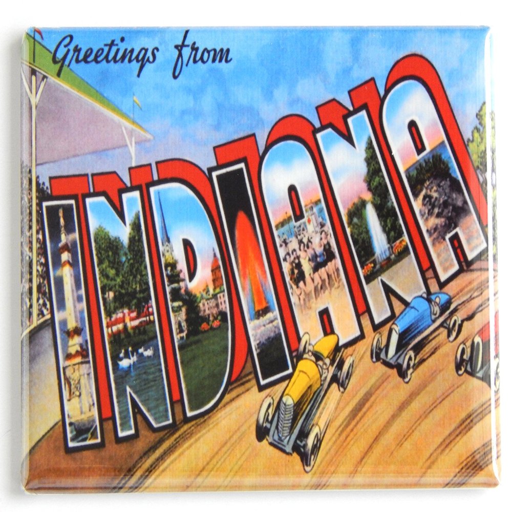 Greetings from Indiana Fridge Magnet (1.75 x 2.75 inches) Style B