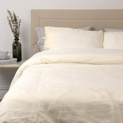 Best Home Fashion Linen Duvet Set with Tie Straps- Casual Elegance, Lightweight and Stylish Bedding, Blanket-Twin-White- 86 L x 68 W