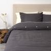 Best Home Fashion Linen Duvet Set with Buttons- Casual Elegance, Lightweight and Stylish Bedding, Blanket-Twin-Dark.GREY-86 L x 68 W view 1