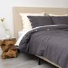 Best Home Fashion Linen Duvet Set with Buttons- Casual Elegance, Lightweight and Stylish Bedding, Blanket-Twin-Dark.GREY-86 L x 68 W view 2