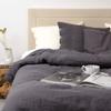 Best Home Fashion Linen Duvet Set with Buttons- Casual Elegance, Lightweight and Stylish Bedding, Blanket-Twin-Dark.GREY-86 L x 68 W view 3