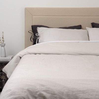 Best Home Fashion Linen Duvet Set with Tie Straps- Casual Elegance, Lightweight and Stylish Bedding, Blanket-Twin-Light.GREY-86 L x 68 W