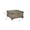 Benjara Farmhouse Cocktail Table with Lift Top Storage and Crossbuck Details, Gray view 2