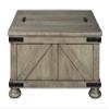 Benjara Farmhouse Cocktail Table with Lift Top Storage and Crossbuck Details, Gray view 3