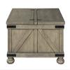 Benjara Farmhouse Cocktail Table with Lift Top Storage and Crossbuck Details, Gray view 4