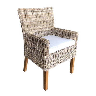 Padma's Plantation Boca Arm Dining Chair - Outdoor/Indoor Cushioned Seat & Arms Beige