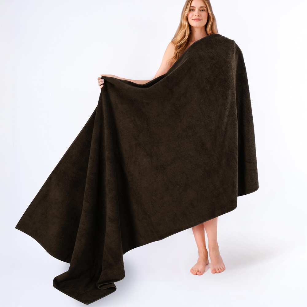 American Soft Linen 100% Cotton 600 GSM Turkish 40x80 Oversized Bath Towel Sheet, Extra Large Adult Towels for Bathroom, Brown Bath Sheet