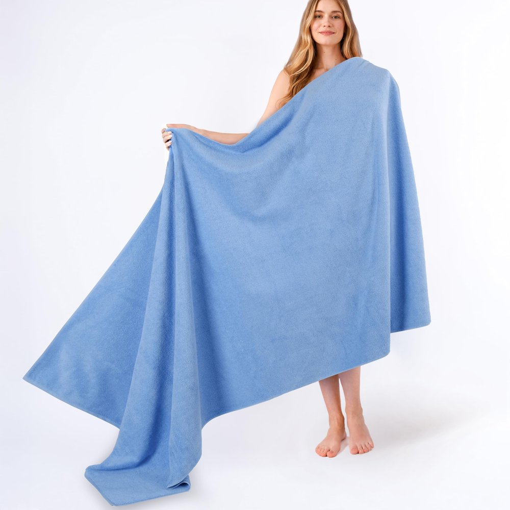 American Soft Linen 100% Cotton 600 GSM Turkish 40x80 Oversized Bath Towel Sheet, Extra Large Adult Towels for Bathroom, Sky Blue Bath Sheet