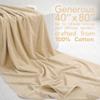 American Soft Linen 100% Cotton 600 GSM Turkish 40x80 Oversized Bath Towel Sheet, Extra Large Adult Towels for Bathroom, Beige Bath Sheet view 2